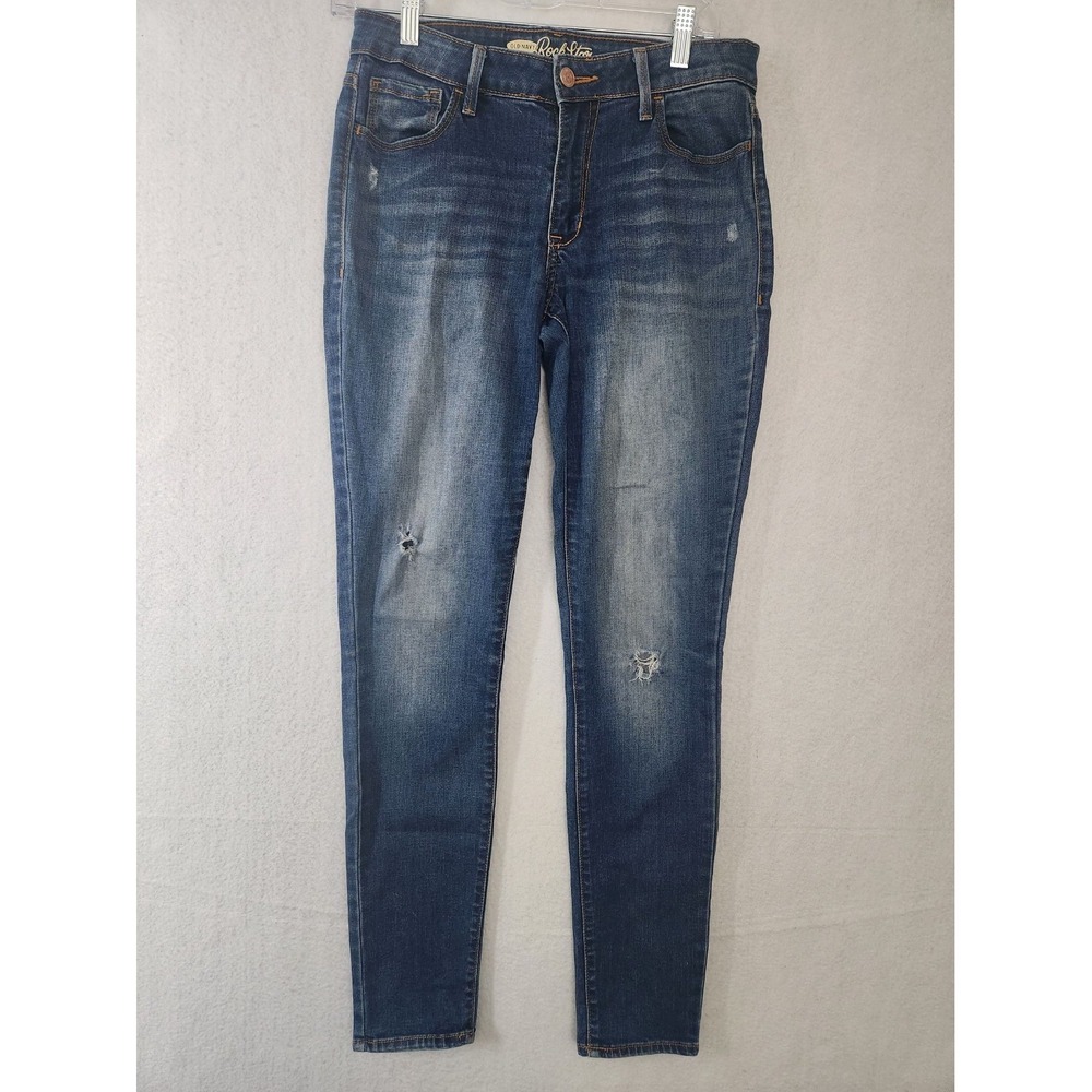 Old Navy Rockstar Womens Jeans Size 8 Distressed Blue Denim Cotton Blend